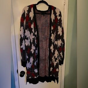 Lane Bryant 14/16 Soft Fuzzy Abstract Floral Open Cardigan